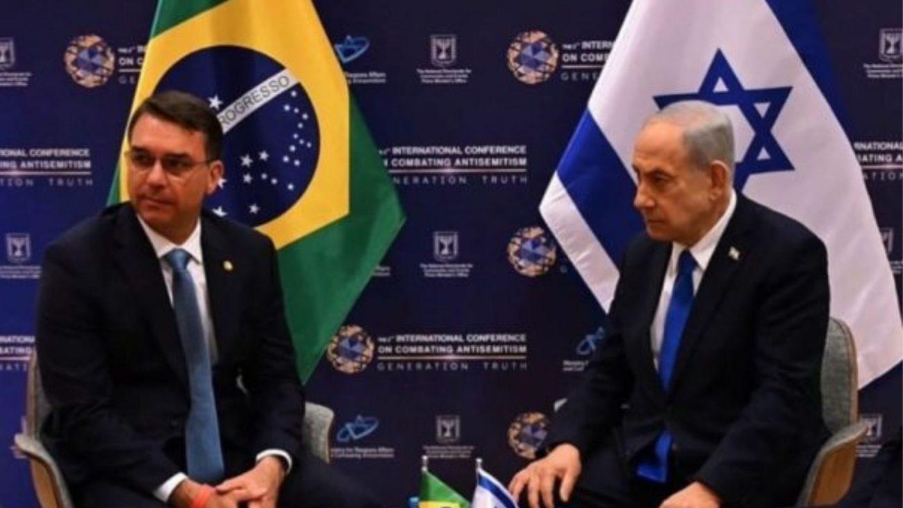 Netanyahu parabeniza Flávio pelo 1º turno e fala em restaurar amizade com Brasil